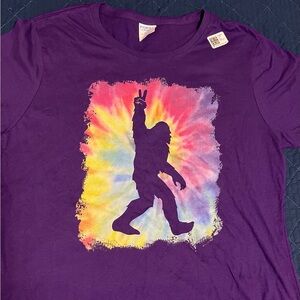 Purple Tie-Dye Bigfoot Graphic Tee Sasquatch
